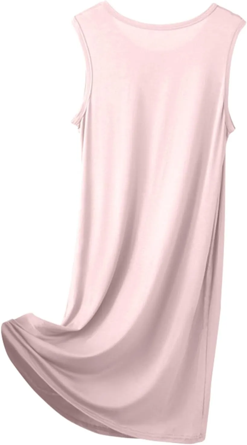 Women's Vacation Outfits Summer Casual Trendy Solid Color Sleeveless Tank Beach Dress Plus Size, XL-8XL