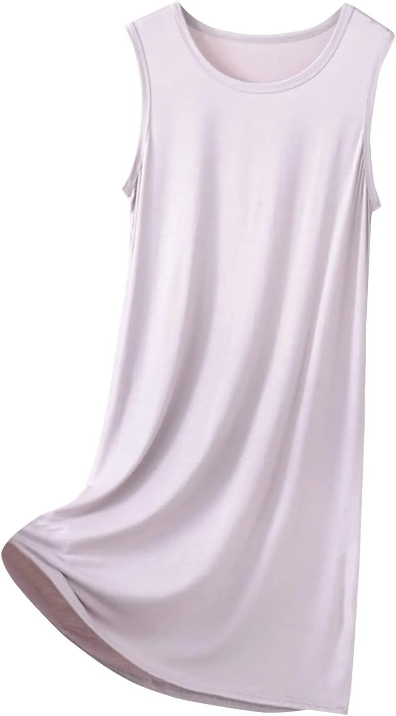 Women's Vacation Outfits Summer Casual Trendy Solid Color Sleeveless Tank Beach Dress Plus Size, XL-8XL