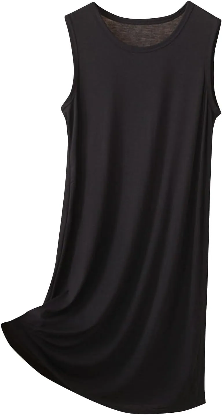 Women's Vacation Outfits Summer Casual Trendy Solid Color Sleeveless Tank Beach Dress Plus Size, XL-8XL