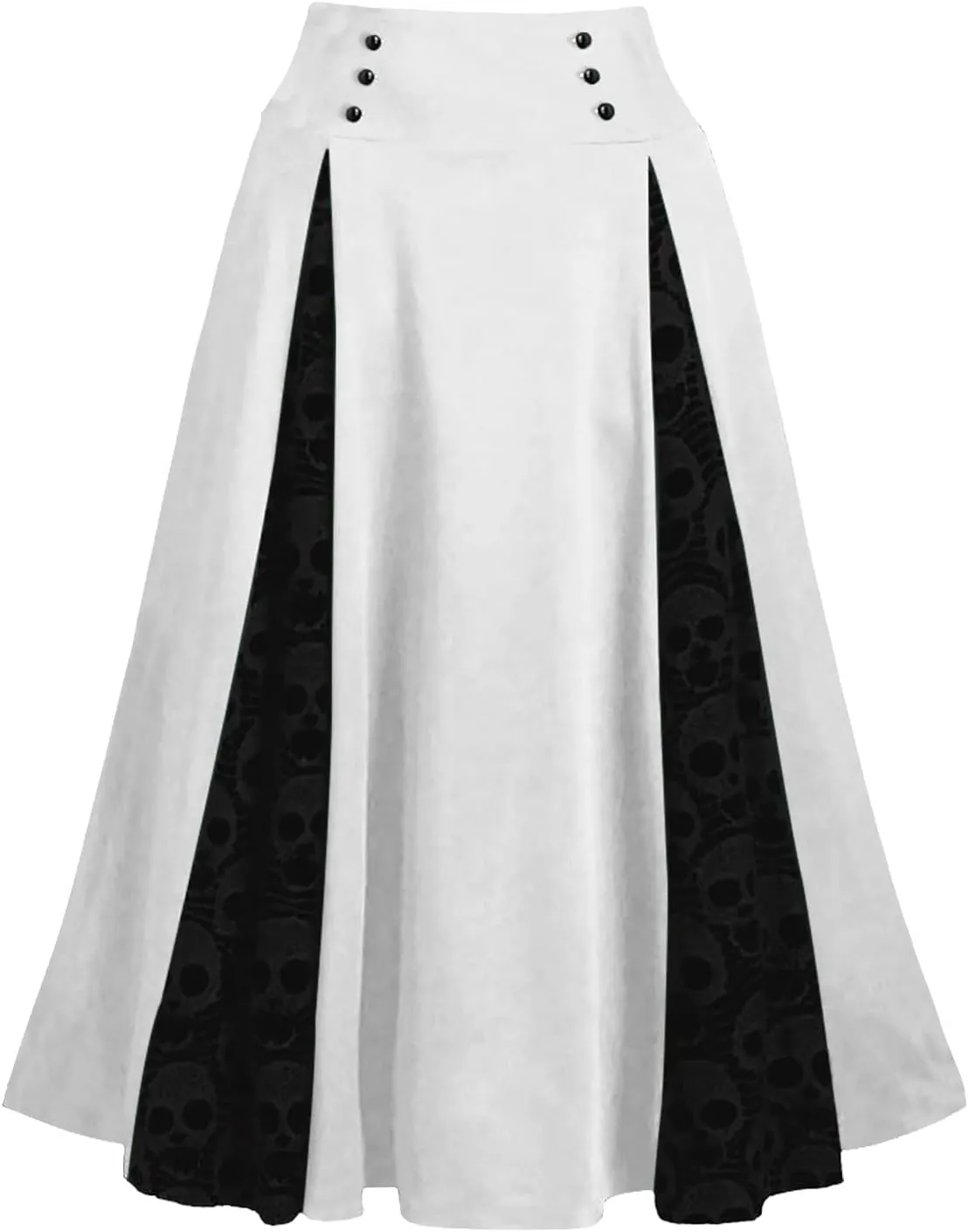 Women's Vintage Gothic Victorian Skirt Lace Patchwork High Waist Midi Skirt Goth Pleated Skirt Steampunk Skirt