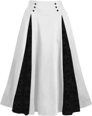 Women's Vintage Gothic Victorian Skirt Lace Patchwork High Waist Midi Skirt Goth Pleated Skirt Steampunk Skirt