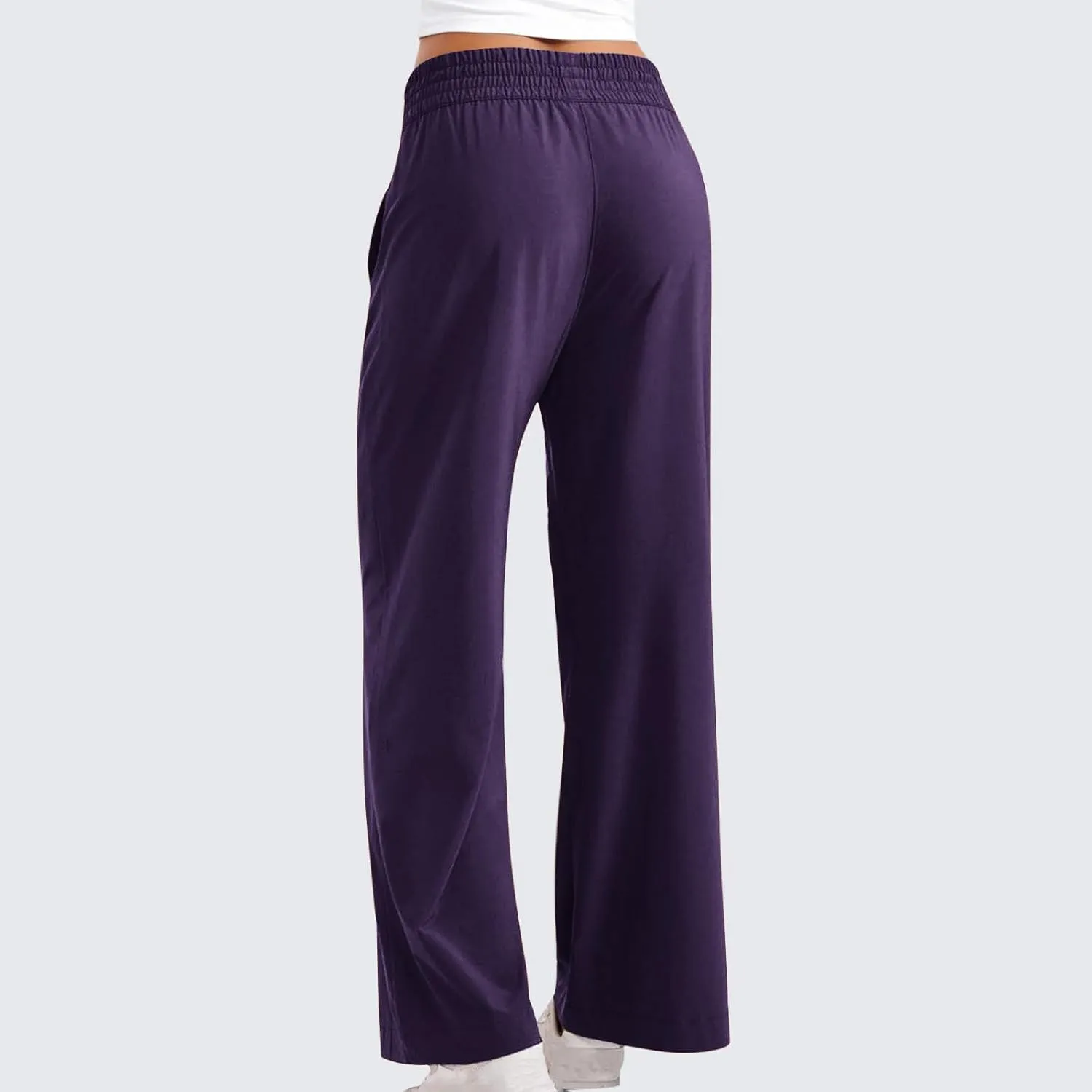 Womens Wide Leg Lightweight Pants Yoga Sport Palazzo Slacks High Waist Casual Travel Work Summer Trousers with Pockets