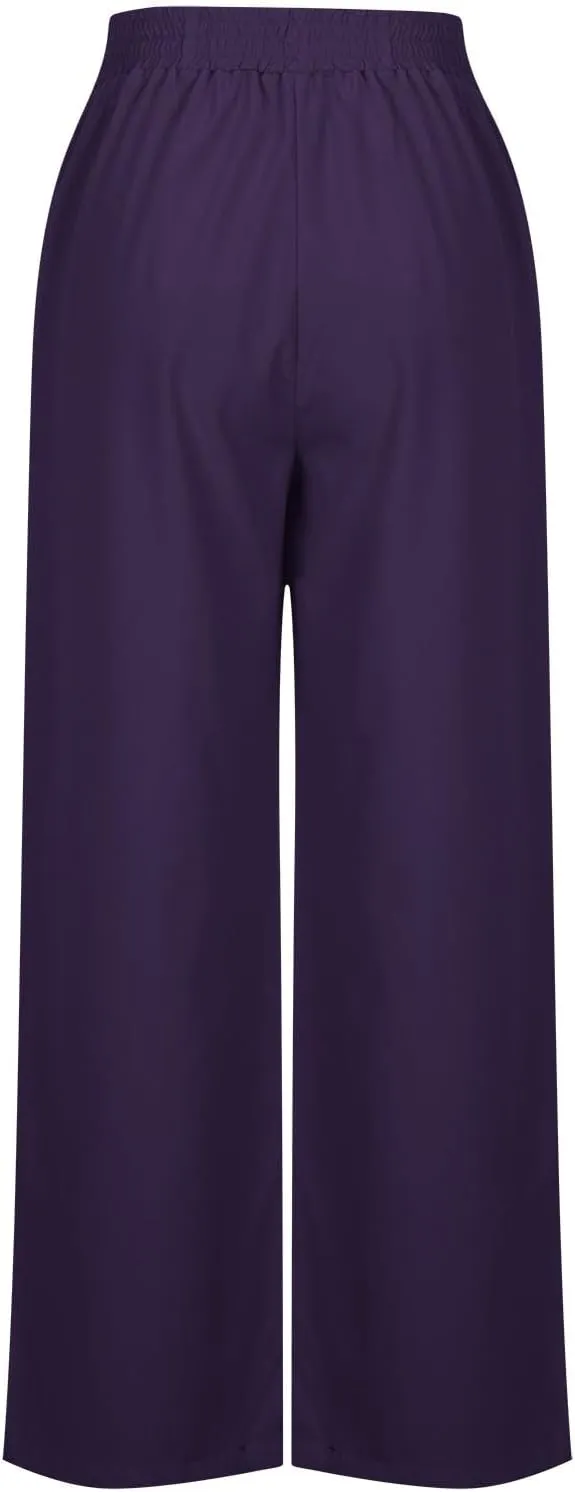 Womens Wide Leg Lightweight Pants Yoga Sport Palazzo Slacks High Waist Casual Travel Work Summer Trousers with Pockets