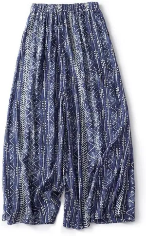 Womens Wide Leg Pants High Waist Straight Leg Cotton Linen Pants Lightweight Flowy Boho Trousers Summer Vacation