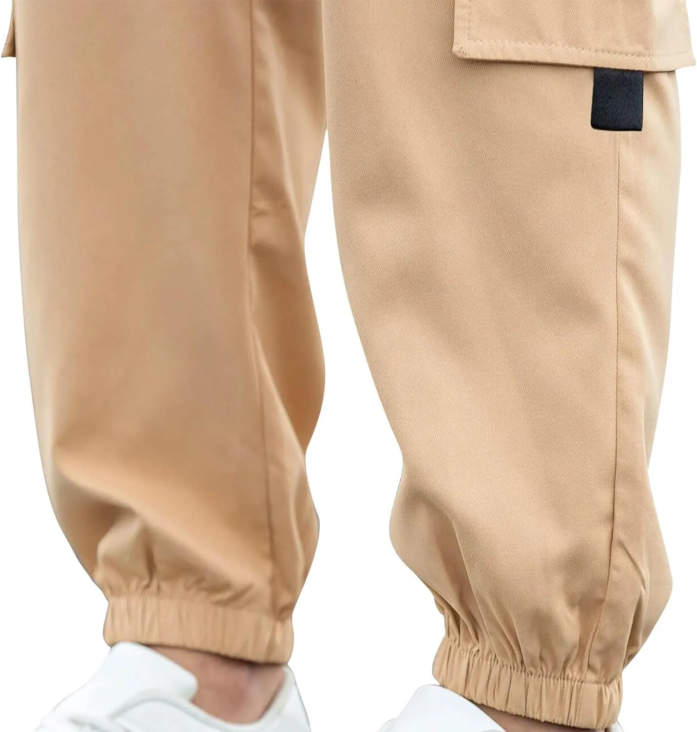 Xiaojmake Mens Casual Cotton Joggers Drawstring Chino Cargo Pants Twill Track Jogging Sweatpants Outdoor Hiking Running Pants