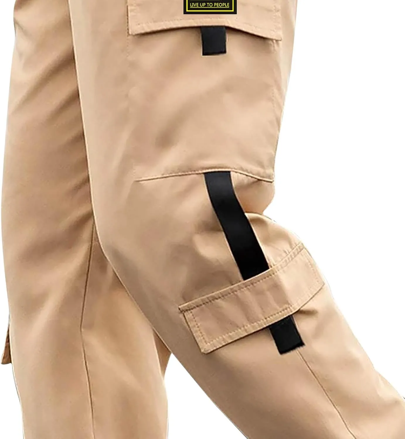 Xiaojmake Mens Casual Cotton Joggers Drawstring Chino Cargo Pants Twill Track Jogging Sweatpants Outdoor Hiking Running Pants