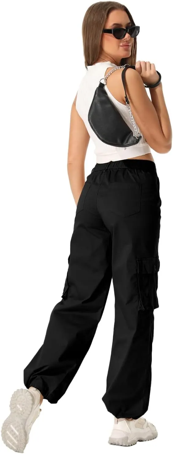 XNYAMA Wide Leg Cargo Pants Womens Girls Cotton Baggy Streetwear Casual Trendy Work Trousers with 6 Pockets