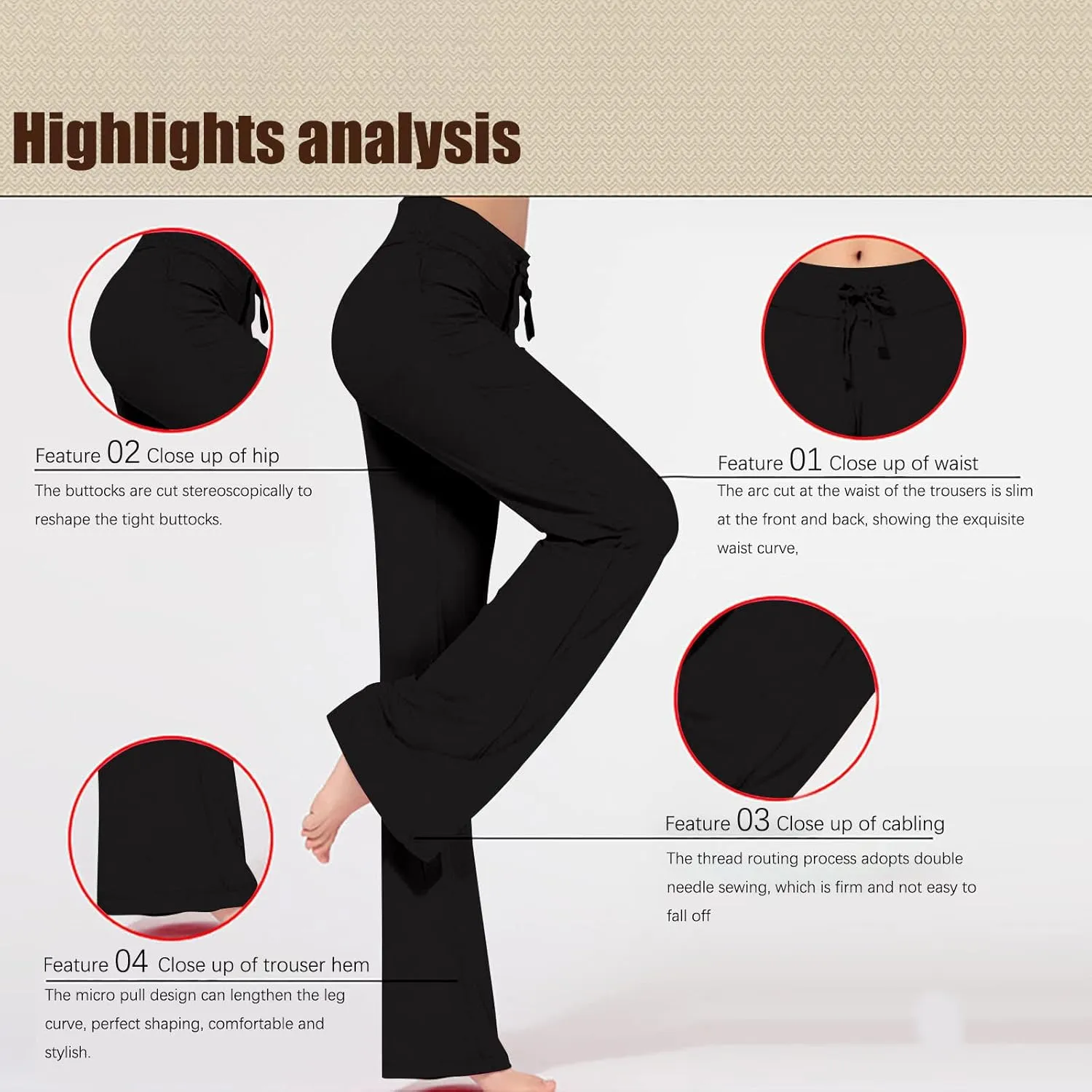 yardsong Womens Workout Pants High Waist Wide Leg Yoga Pants Flare Bootcut Soft Gym Leggings Comfy Lounge Trousers