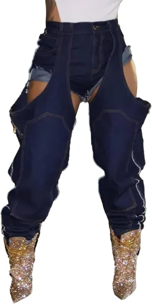 YOOTIKO Women Baggy Jeans Y2k High Waisted Wide Leg Boyfriend Patchwork Ripped Jeans Streetwear