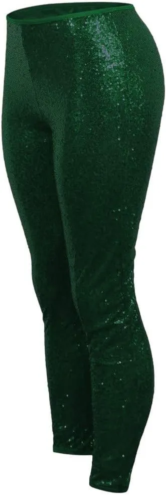 ZYXTIM Women's Shiny Sequin Petite Pants High Waist Stretchy Casual Hip Hop Club Wear Straight Leg Plus Size Pencil Pant